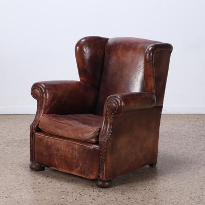 A Danish Leather Wing Chair C 1950 