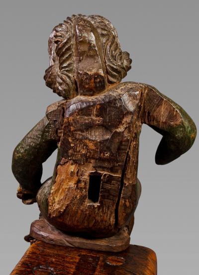 A Delightful 17th Century Spanish Polychrome Carving of A Child