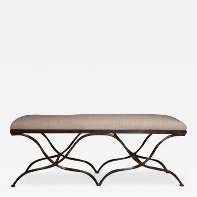 A Double Curule Wrought Iron Bench 20th C 