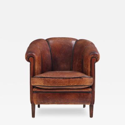 A Dutch Art Deco leather club chair C 1940 