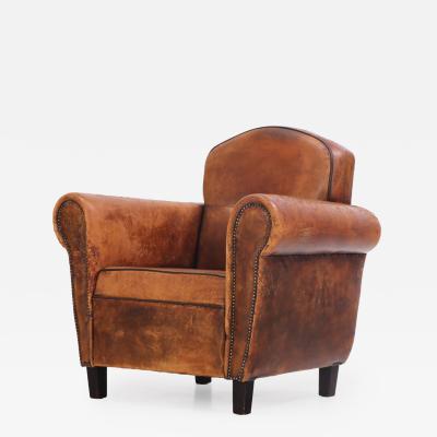 A Dutch Art Deco leather club chair C 1940 
