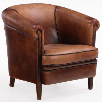 A Dutch Art Deco style Leather Club Chair C 1960 