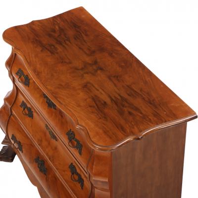 A Dutch Baroque Style Burr Walnut Bomb Chest of Drawers 20th Century 