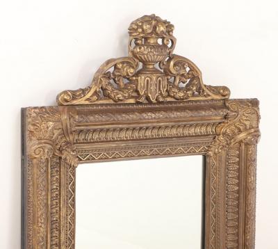A Dutch style brass repouse mirror circa1880 Top crest is removeable 