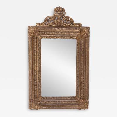 A Dutch style brass repouse mirror circa1880 Top crest is removeable 