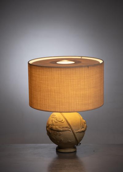 A E Lindskog sculpted plaster Swedish Grace table lamp