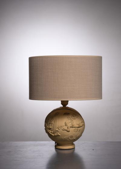 A E Lindskog sculpted plaster Swedish Grace table lamp