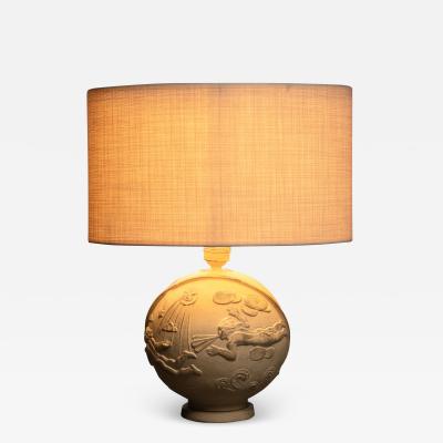 A E Lindskog sculpted plaster Swedish Grace table lamp