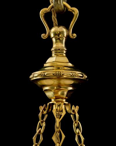 A EDWARDIAN GILT GLASS BOWL LIGHT