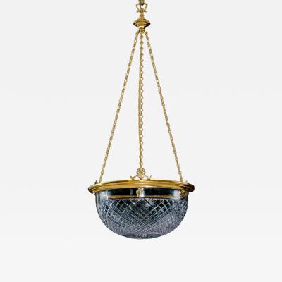 A EDWARDIAN GILT GLASS BOWL LIGHT