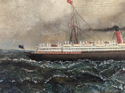 A F Gie se Lusitania Cunard liner Nautical Ship painting 1907