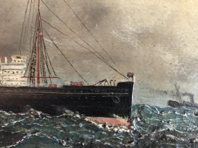A F Gie se Lusitania Cunard liner Nautical Ship painting 1907