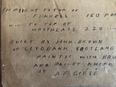 A F Gie se Lusitania Cunard liner Nautical Ship painting 1907