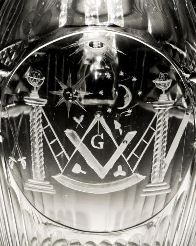 A FINE DIAMOND FLUTE CUT GEORGIAN MASONIC JUG