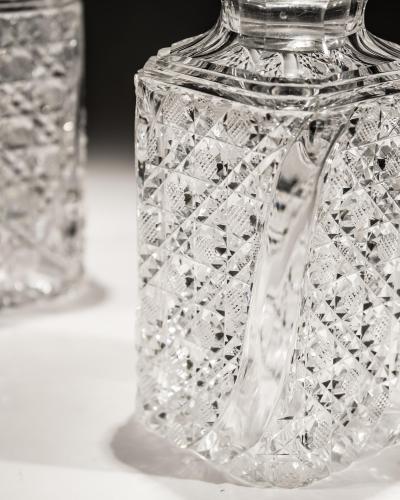 A FINE PAIR OF CRYSTAL WHISKEY DECANTERS