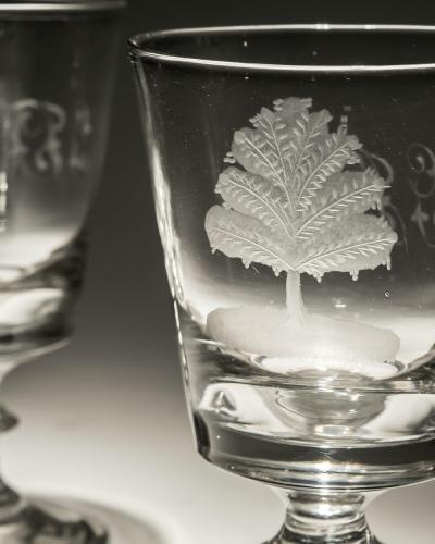 A FINE PAIR OF ENGRAVED BUCKET BOWL GOBLETS
