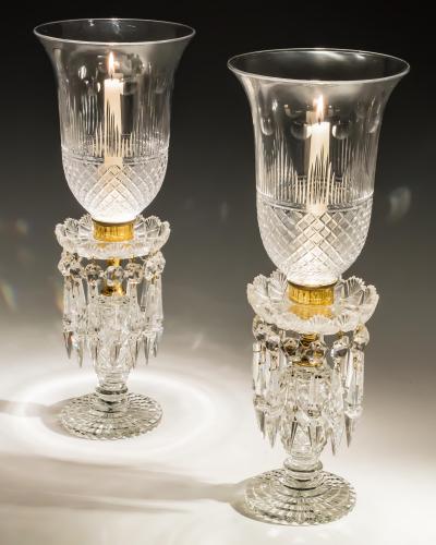 A FINE PAIR OF REGENCY CRYSTAL STORM LIGHTS