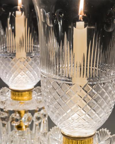 A FINE PAIR OF REGENCY CRYSTAL STORM LIGHTS