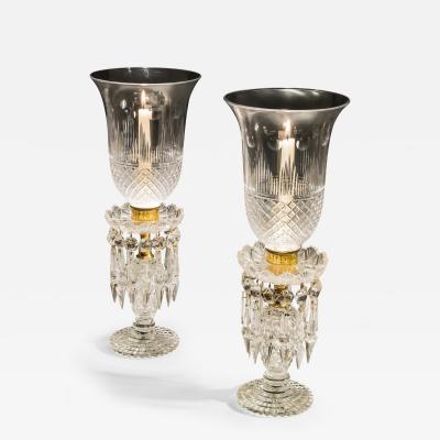 A FINE PAIR OF REGENCY CRYSTAL STORM LIGHTS