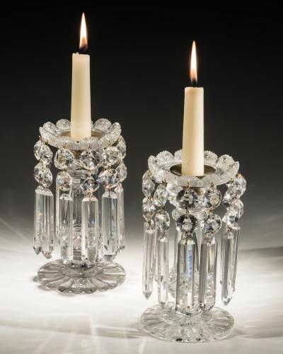 A FINE PAIR OF REGENCY FAN EDGE LUSTRES