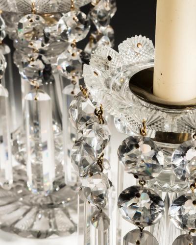 A FINE PAIR OF REGENCY FAN EDGE LUSTRES