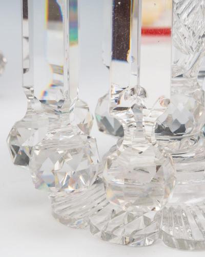 A FINE PAIR OF RICHLY CUT VICTORIAN GLASS LUSTRES
