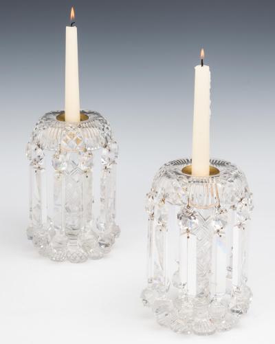 A FINE PAIR OF RICHLY CUT VICTORIAN GLASS LUSTRES
