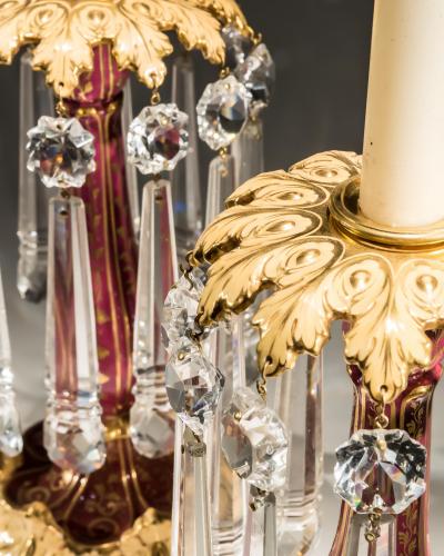 A FINE PAIR OF ROCKINGHAM PORCELAIN CANDLESTICKS