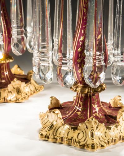 A FINE PAIR OF ROCKINGHAM PORCELAIN CANDLESTICKS