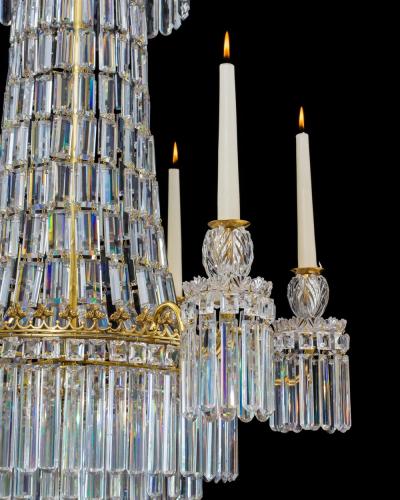 A FINE REGENCY PERIOD CUT GLASS CHANDELIER