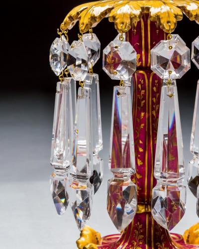 A FINE SET OF FOUR ROCKINGHAM PORCELAIN CANDLESTICKS