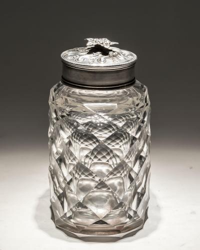 A FLAT DIAMOND CUT TEA CADDY