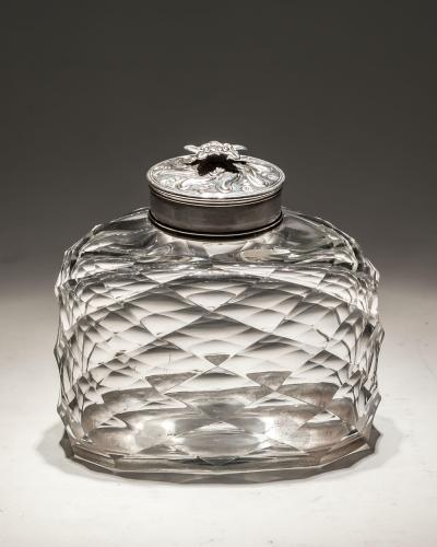 A FLAT DIAMOND CUT TEA CADDY