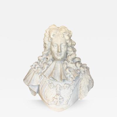 A FRENCH ANTIQUE CARVED WHITE MARBLE BUST OF LOUIS XIV THE SUN KING CIRCA 1890