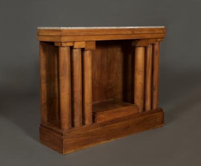 A Faded Walnut Side Table Combining A Display Plinth Upstand