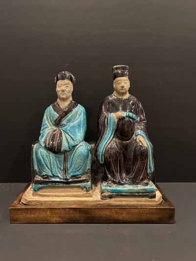 A Fahua glazed official group Ming Dynasty