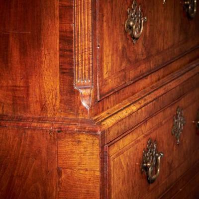 A Fine 18th Century George II Figured Walnut Chest on Chest or Tallboy 1740