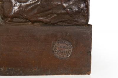 A Fine 36 H French Antique Bronze Sculpture Victory by Eugene Marioton