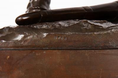 A Fine 36 H French Antique Bronze Sculpture Victory by Eugene Marioton