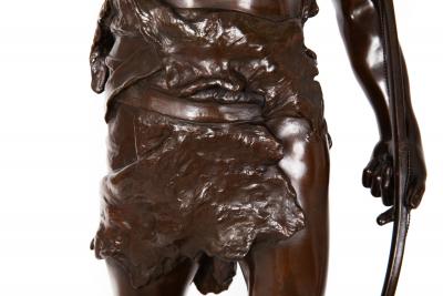 A Fine 36 H French Antique Bronze Sculpture Victory by Eugene Marioton
