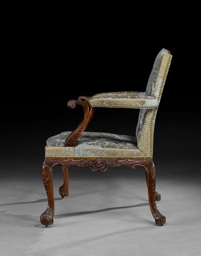 A Fine And Rare George II Period Carved Mahogany Library Armchair