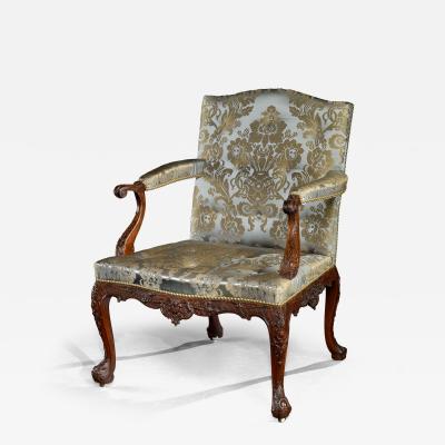 A Fine And Rare George II Period Carved Mahogany Library Armchair