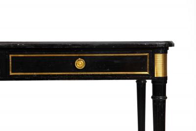 A Fine Black Louis XVI Style Leather Writing Table Desk Bureau Plat ca 1950