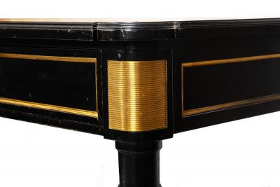 A Fine Black Louis XVI Style Leather Writing Table Desk Bureau Plat ca 1950