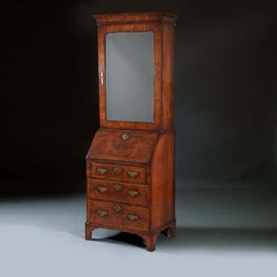 A Fine Early 18th Century George I Burr Walnut Bureau Bookcase Circa 1715