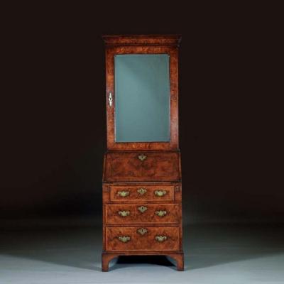 A Fine Early 18th Century George I Burr Walnut Bureau Bookcase Circa 1715