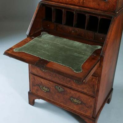 A Fine Early 18th Century George I Burr Walnut Bureau Bookcase Circa 1715