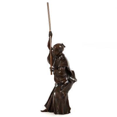 A Fine Japanese Meiji Period Antique Bronze Sculpture of a Samurai Warrior