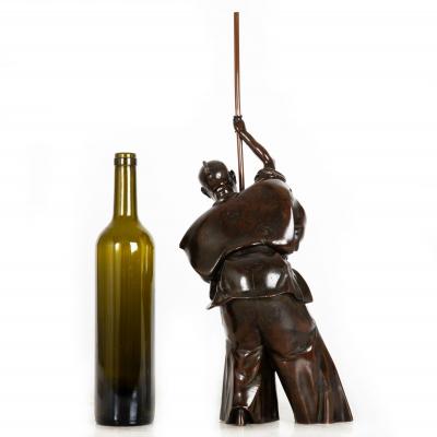 A Fine Japanese Meiji Period Antique Bronze Sculpture of a Samurai Warrior