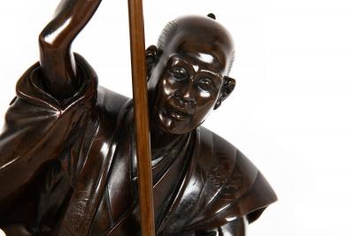 A Fine Japanese Meiji Period Antique Bronze Sculpture of a Samurai Warrior